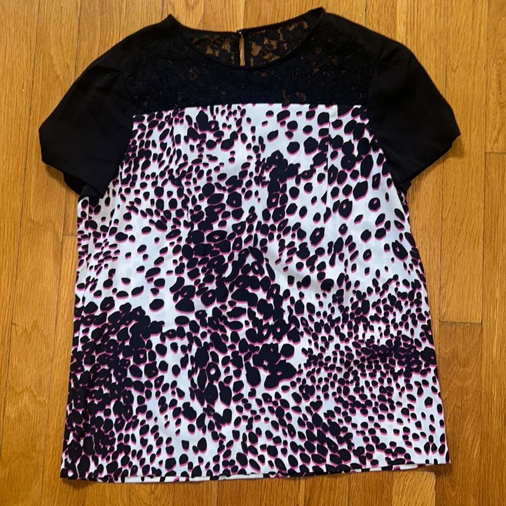 Lace/ cheetah work blouse